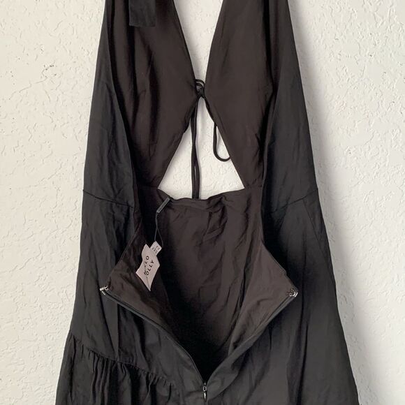 NWT Hello Molly Black Cold Shoulder Flare Cotton Blend Maxi Dress Size XL - Picture 6 of 8